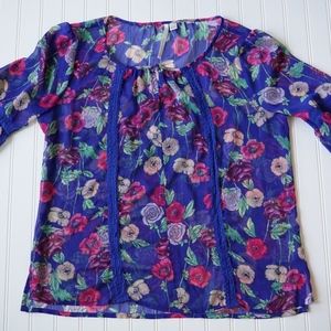 LC Lauren Conrad L Sheer Floral Blouse